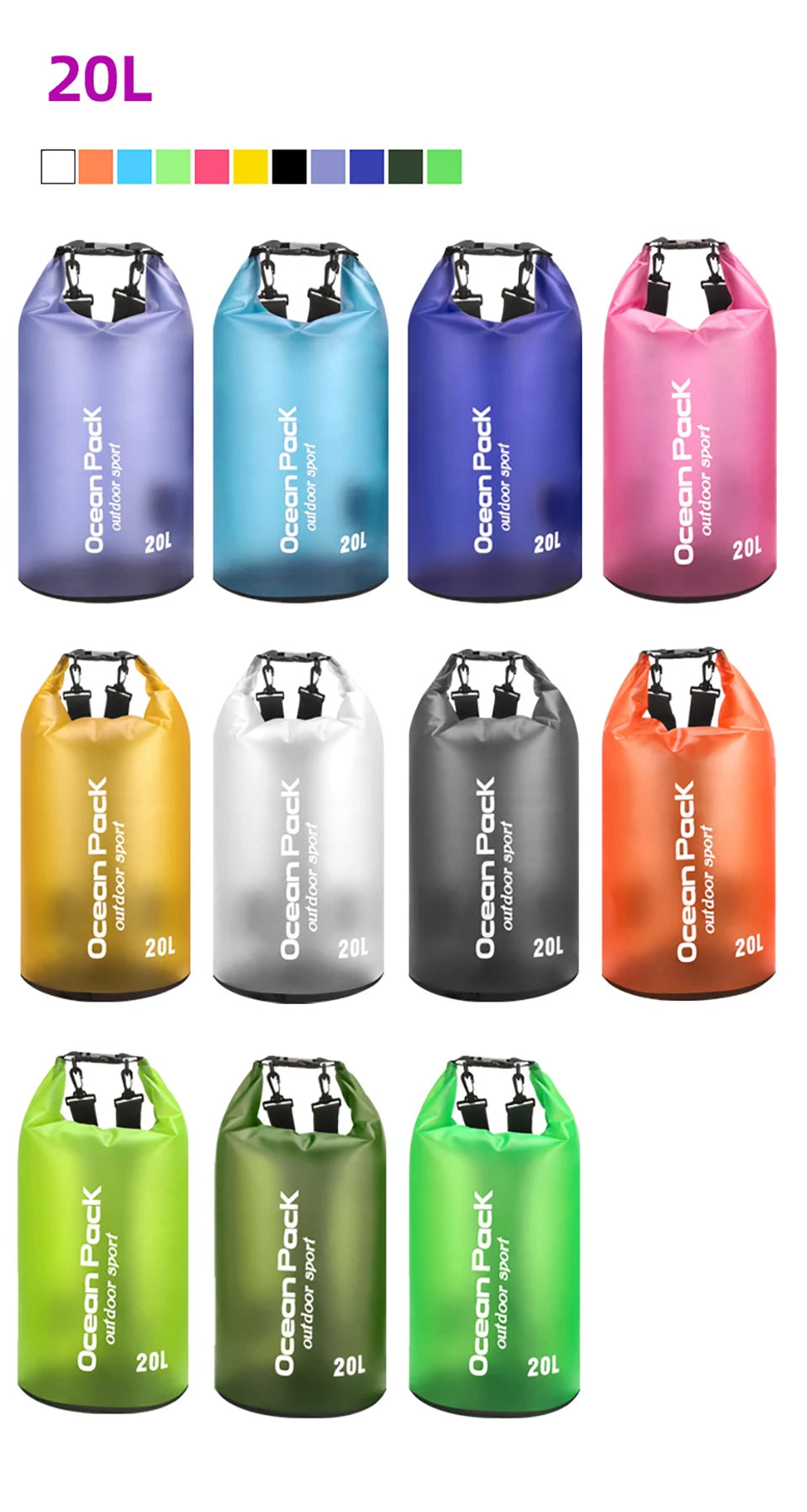 Waterproof Swimming Bag Dry Sack 5L/10L/15L/20L Waterproof Floating Dry Gear Bags For Boating Fishing Rafting Swimming