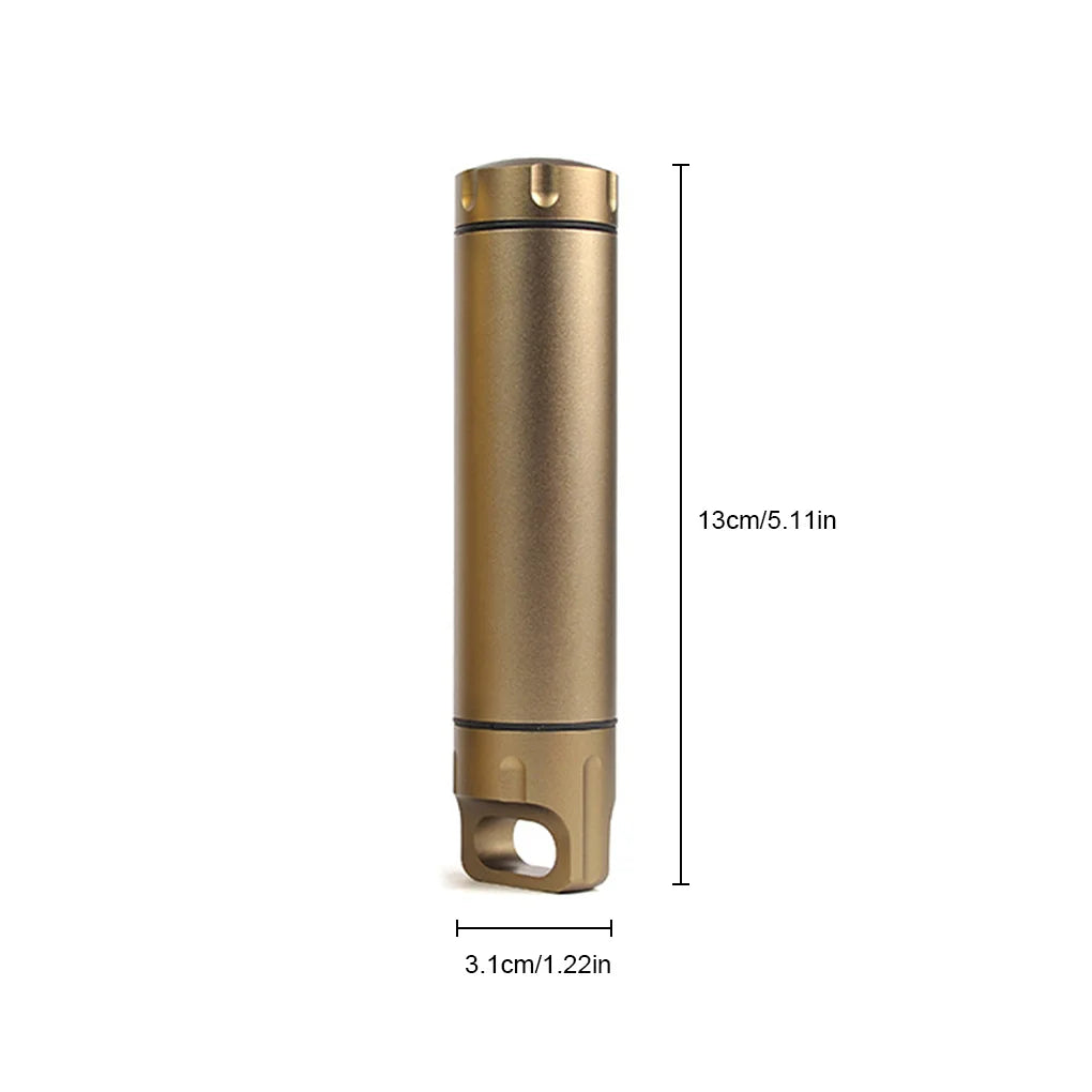 Outdoor Portable Waterproof Capsule Seal Bottle Aluminum Alloy Outdoor Survival Pill Box Multifunctional Container