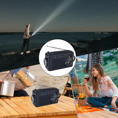 Emergency Solar Crank Radio AM FM SW Weather Alert 1200mAh Power Bank LED Flashlight SOS Alarm for Outdoor Survival Camping