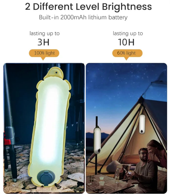 Portable Air Tube Light Foldable LED Soft Light Inflatable USB Solar Charging Waterproof Outdoor Photography Camping Lighting