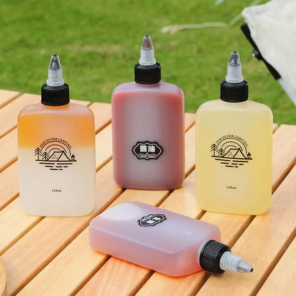 Outdoor Camping Oil Dispenser Bottle 120ml Leakproof Vinegar Jar Squeeze Bottle with Twist Top Cap HDPE for Cooking Grilling