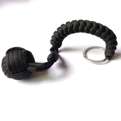 Outdoor Self-Defense Umbrella Rope,Monkey Fist Steel Ball, Paracord Survival Key Chain, Outdoor Safety Protection Accessories