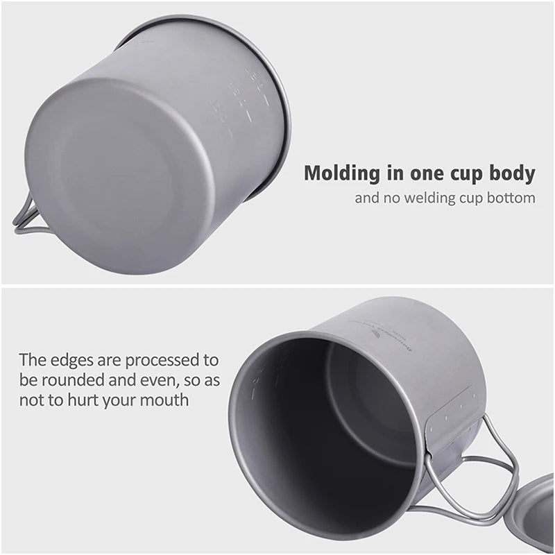 Boundless Voyage Camping Titanium Cup Mug Outdoor Tourist Picnic Cooking Hanging Pot Tableware Hiking Kitchen Equipment Cookware