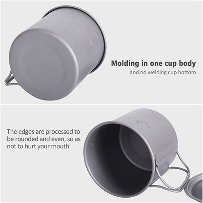 Boundless Voyage Camping Titanium Cup Mug Outdoor Tourist Picnic Cooking Hanging Pot Tableware Hiking Kitchen Equipment Cookware