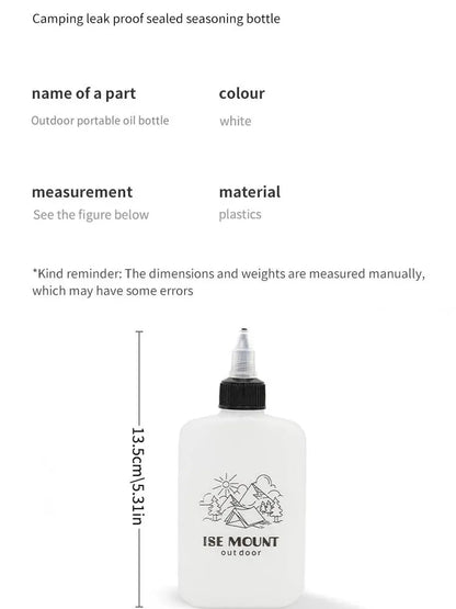 Outdoor Oil Bottle Portable Packaging Small Oil Pot Vinegar Bottle Soy Sauce Bottle Camping Leak-proof Sealed Seasoning Bottle