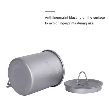 Boundless Voyage Camping Titanium Cup Mug Outdoor Tourist Picnic Cooking Hanging Pot Tableware Hiking Kitchen Equipment Cookware