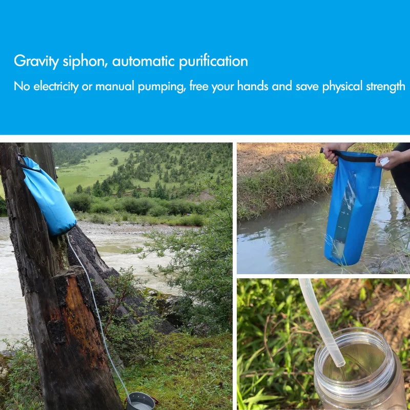 Gravity Water Purifier, Bag Emergency Disaster Relief Outdoor Portable Filter Water Purifier Field Camping Equipment Gravity