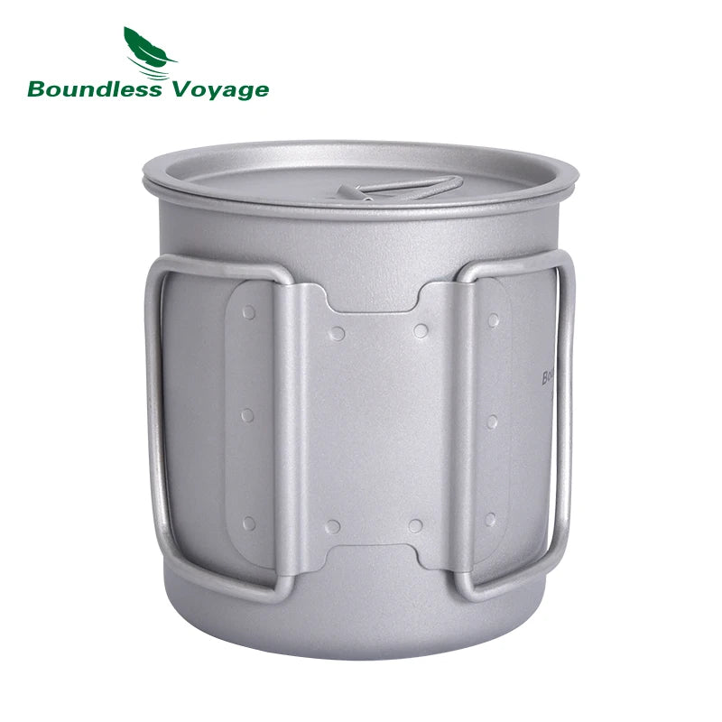 Boundless Voyage Camping Titanium Cup Mug Outdoor Tourist Picnic Cooking Hanging Pot Tableware Hiking Kitchen Equipment Cookware