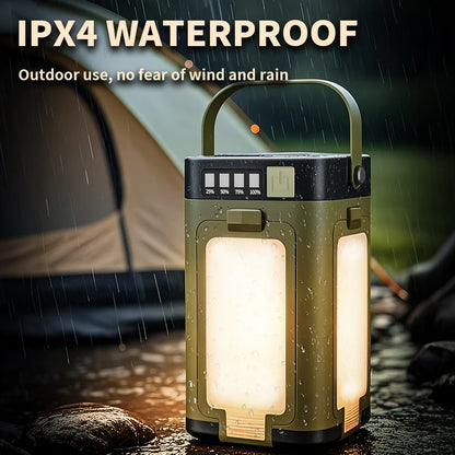 Solar Outdoor Portable Camping Light Solar Charging Foldable 2000mah Power Bank Intelligent Display Portable Hanging Tent Light