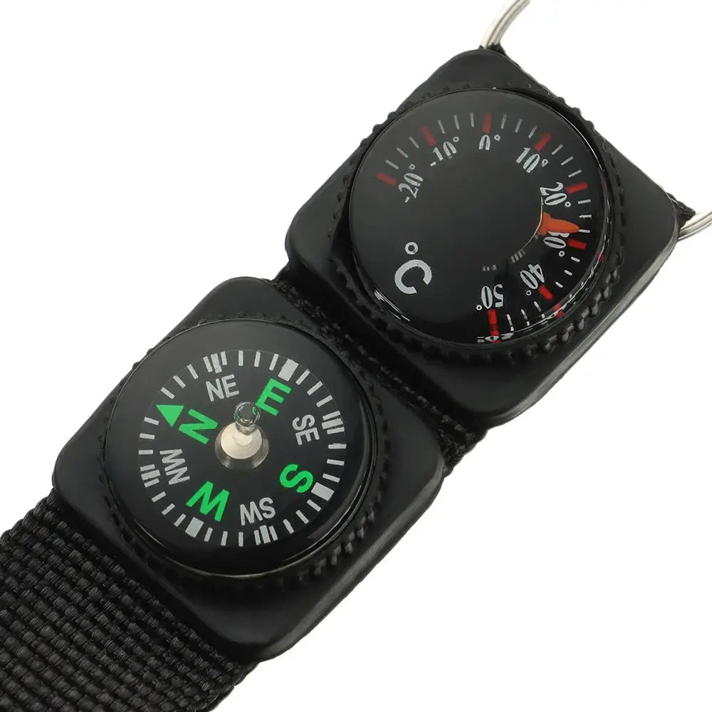 Compass Thermometer Carabiner Outdoor Hiking Tactical Survival Key Ring Belt Multifunction 3 In 1 Camping Climbing Keychain