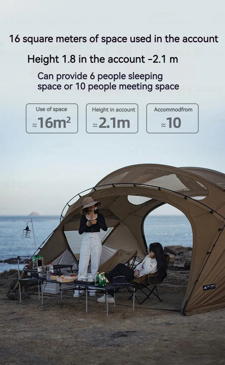 3FUL GEAR 2.0 Beetle 16 Dome Tent 70D Nylon Spherical Tent Breathable Large Space Tunnel Tent With Chimney Mouth Camping Hiking