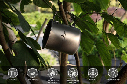 Boundless Voyage Camping Titanium Cup Mug Outdoor Tourist Picnic Cooking Hanging Pot Tableware Hiking Kitchen Equipment Cookware