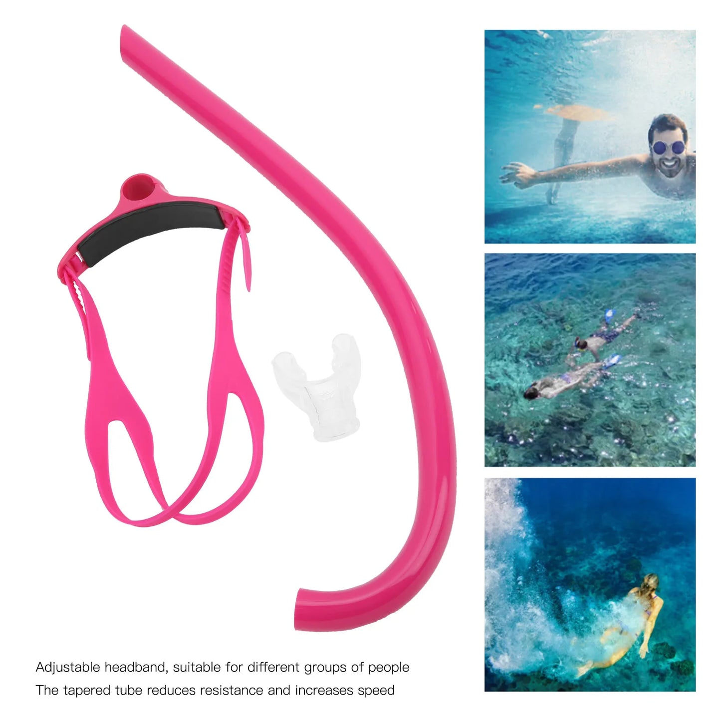 Breath Snorkel Swim Snorkel Swim Training Gear Swimming Front Mounted Snorkel with Silicone Mouthpiece Swim Training Breath Gear
