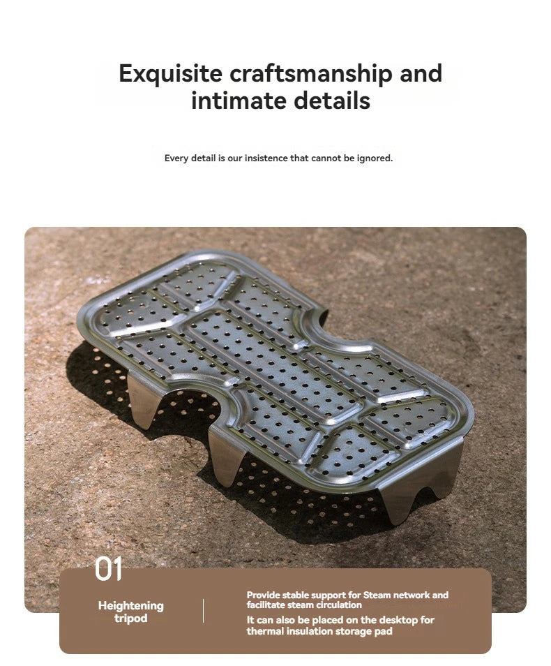 CAMPINGMOON Outdoor Camping Aluminum Lunch Box Bottom Net Picnic Thickened Stainless Steel Steaming Net With High Steaming Sheet