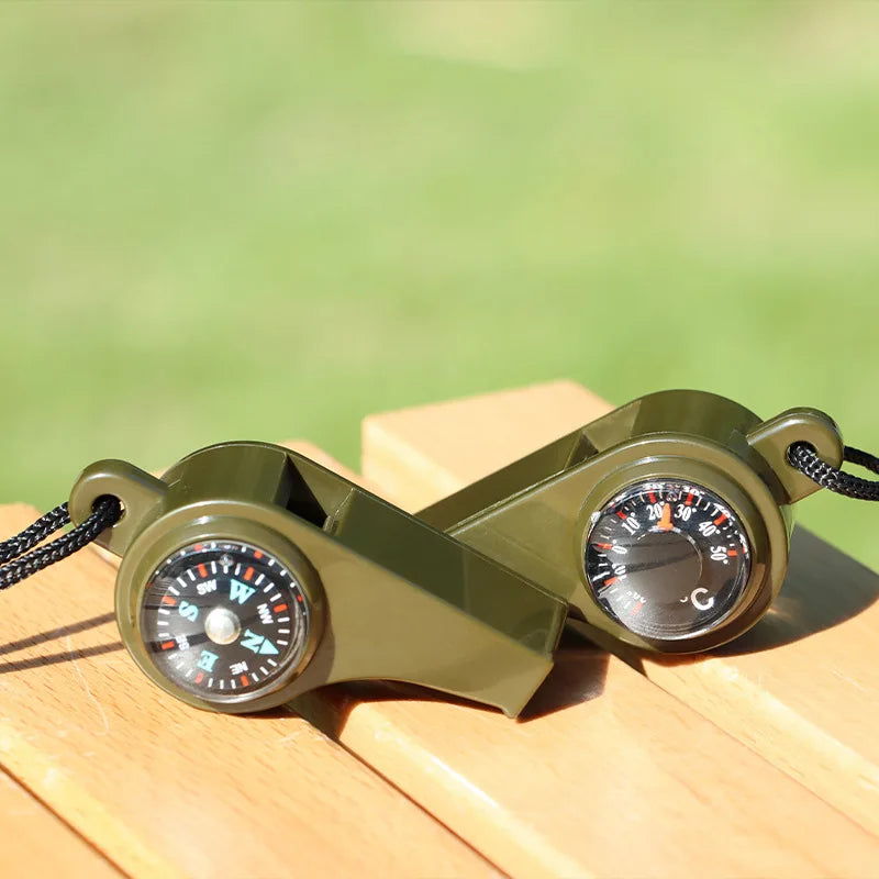 3-in-1 Survival Whistle with Dual Compass Thermometer Outdoor Camping Hiking Emergency Survival Tools Camping Gear