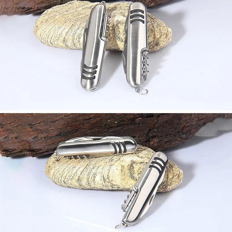 1 Piece Multifunctional Folding Stainless Steel Knife Swiss Army Knife Camping Knife Fruit Knife Barbecue Universal Knife
