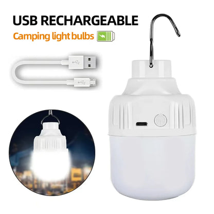 Portable LED Camping Light USB Rechargeable Multifunctional Outdoor Emergency Hanging Tent Lamp Hiking Picnics Night Lighting
