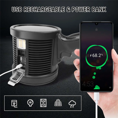 AD-Rechargeable Spotlight,100000 Lumens LED Spot Lights Handheld Large Flashlight Super Bright Outdoor Solar