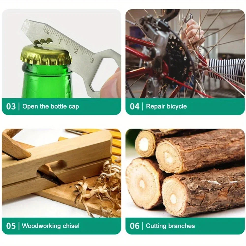 1PC Compact Outdoor Survival Bottle Opener Wrench Screwdriver Pocket EDC Multi Tool Keychain Outdoor Survival Gear Gadget