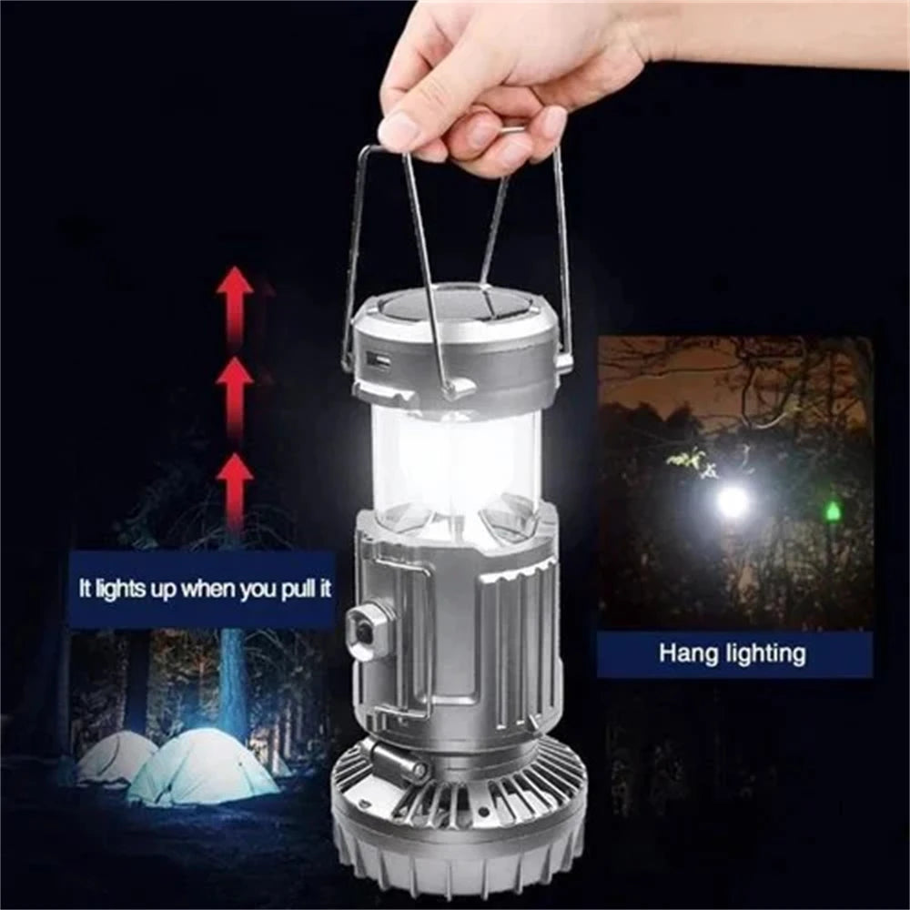 Portable Camping Lanterns Electric Fan 1500mAh LED Solar Power Hanging Tent Rechargeable Outdoor Emergency Lamp with Fan