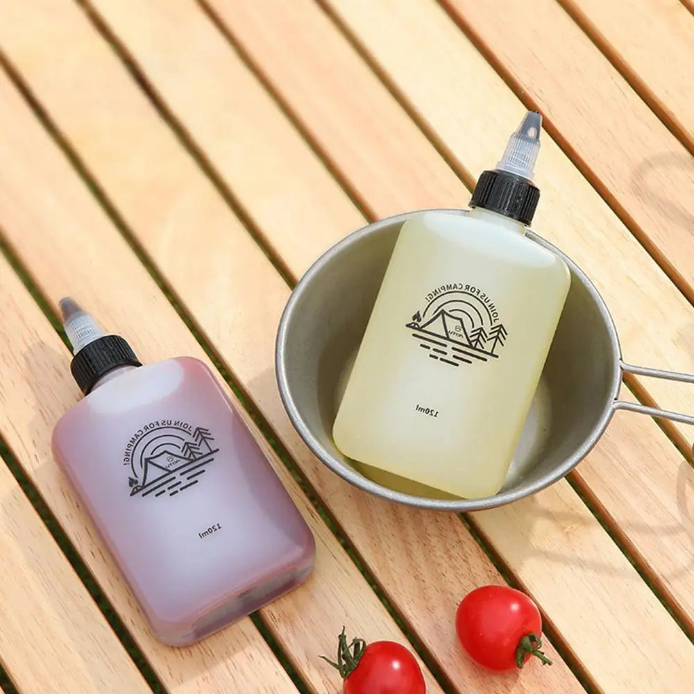 Outdoor Camping Oil Dispenser Bottle 120ml Leakproof Vinegar Jar Squeeze Bottle with Twist Top Cap HDPE for Cooking Grilling