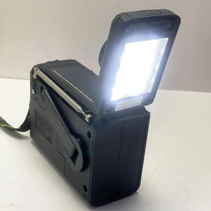 Emergency Solar Crank Radio AM FM SW Weather Alert 1200mAh Power Bank LED Flashlight SOS Alarm for Outdoor Survival Camping