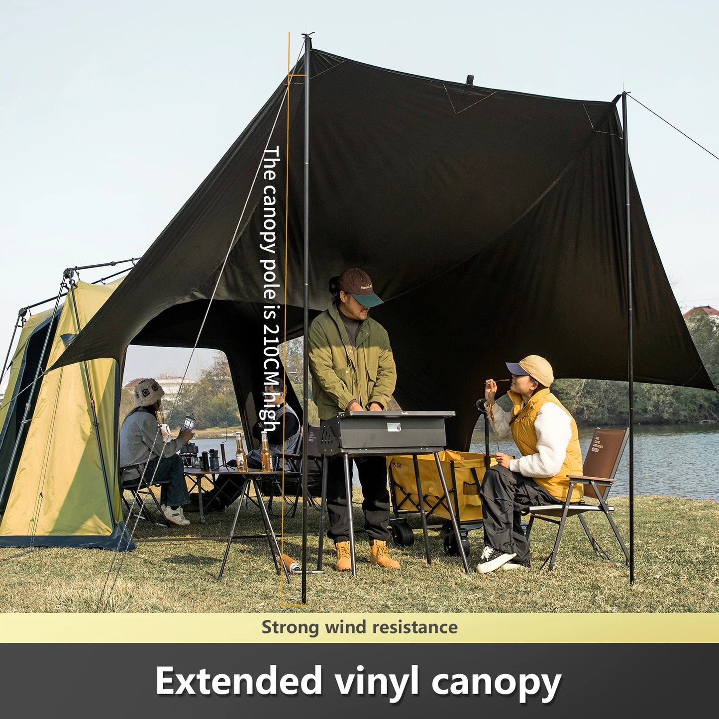 BISINNA 6-8 Persons One-touch Dome Tent Vinyl Coated Canopy Waterpoof Sunshade Shelter for Family Camping Travel Outdoors