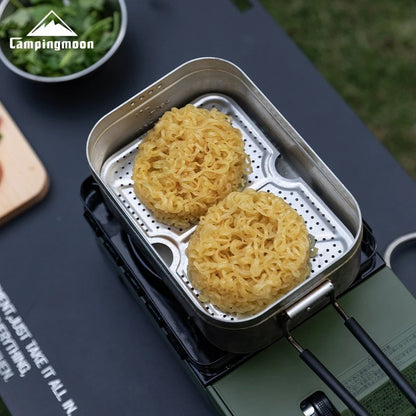 CAMPINGMOON Outdoor Camping Aluminum Lunch Box Bottom Net Picnic Thickened Stainless Steel Steaming Net With High Steaming Sheet
