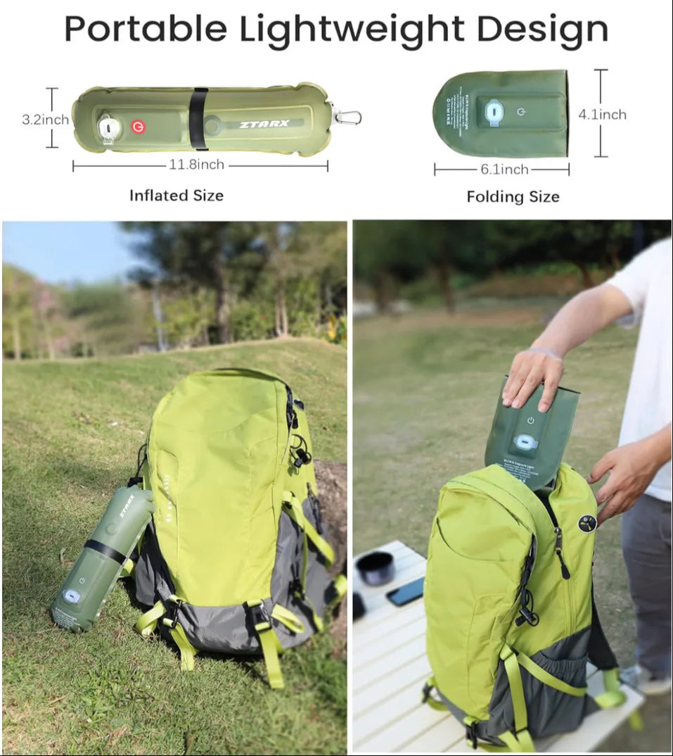 Portable Air Tube Light Foldable LED Soft Light Inflatable USB Solar Charging Waterproof Outdoor Photography Camping Lighting