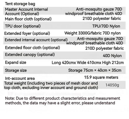 3FUL GEAR 2.0 Beetle 16 Dome Tent 70D Nylon Spherical Tent Breathable Large Space Tunnel Tent With Chimney Mouth Camping Hiking
