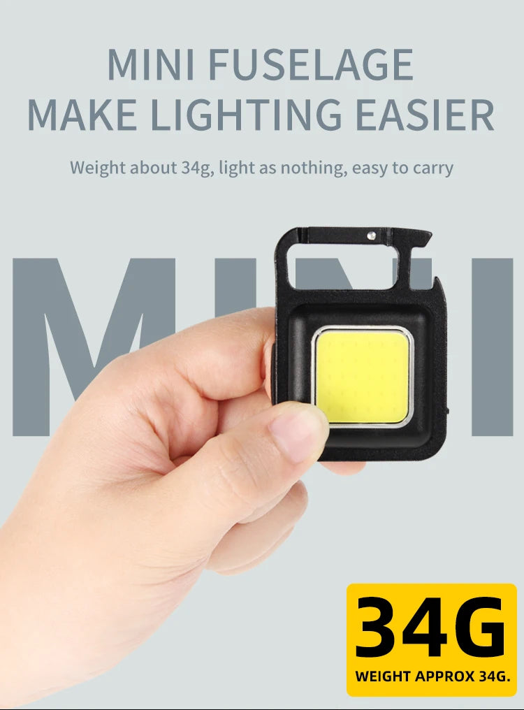 LED Flashlight Super Bright 1000LM Folding Bracket Bottle Opener Keychain USB Rechargeable Waterproof Light Outdoor Camping Tool