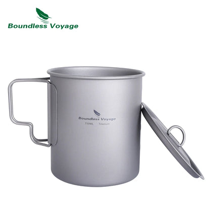 Boundless Voyage Camping Titanium Cup Mug Outdoor Tourist Picnic Cooking Hanging Pot Tableware Hiking Kitchen Equipment Cookware