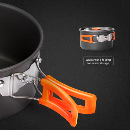 BISINNA Outdoor Aluminum Alloy Camping Cookware Utensils Water Kettle Pan Pot Cooking Set for Travelling Hiking Picnic BBQ