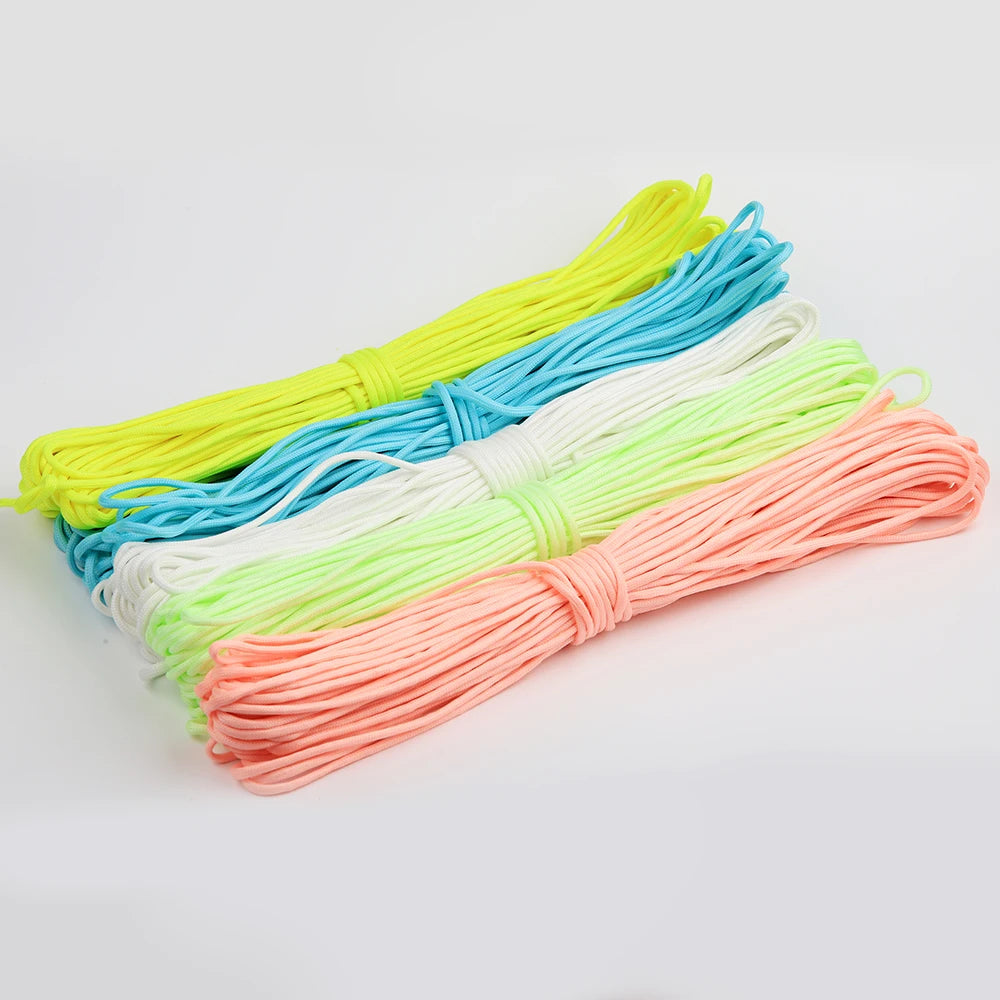 9-Core Luminous Paracord Rope 550lb 4mm Nylon Tactical Survival Parachute Rope Glow Dark Outdoor Lanyard Camping Tent Cord