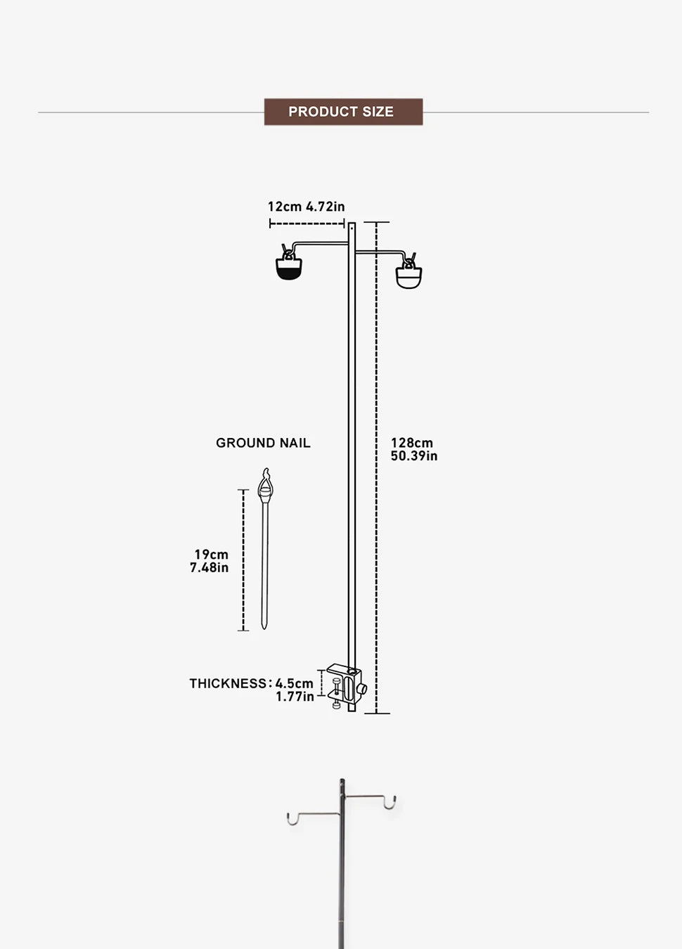 WESTTUNE 4-Section Camping Lantern Stand Aluminum Alloy Detachable Lamp Pole Portable Outdoor Light Holder Folding Lamp Hanger