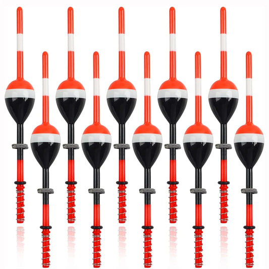10Pcs Fishing Floats and Bobbers Balsa Wooden Spring Slip Floating Bobber for Crappie Panfish Walleyes Fixed Bobbers