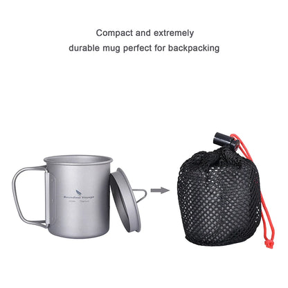 Boundless Voyage Camping Titanium Cup Mug Outdoor Tourist Picnic Cooking Hanging Pot Tableware Hiking Kitchen Equipment Cookware