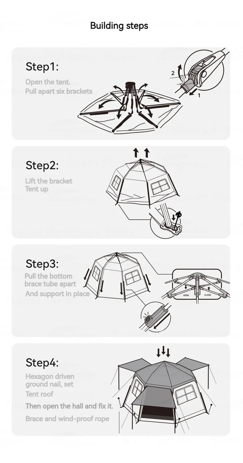 Naturehike Blackdog One-touch Tent Outdoor Automatic Tent Camping Dome Hexagonal Black Coated Quick Open Waterproof Shelter 150D