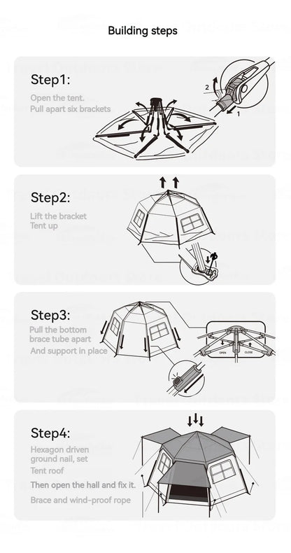 Naturehike Blackdog One-touch Tent Outdoor Automatic Tent Camping Dome Hexagonal Black Coated Quick Open Waterproof Shelter 150D