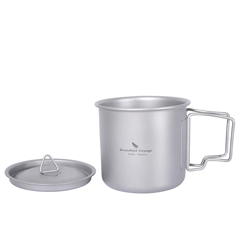Boundless Voyage Camping Titanium Cup Mug Outdoor Tourist Picnic Cooking Hanging Pot Tableware Hiking Kitchen Equipment Cookware