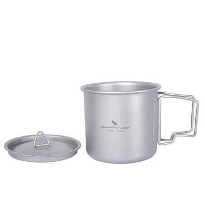 Boundless Voyage Camping Titanium Cup Mug Outdoor Tourist Picnic Cooking Hanging Pot Tableware Hiking Kitchen Equipment Cookware