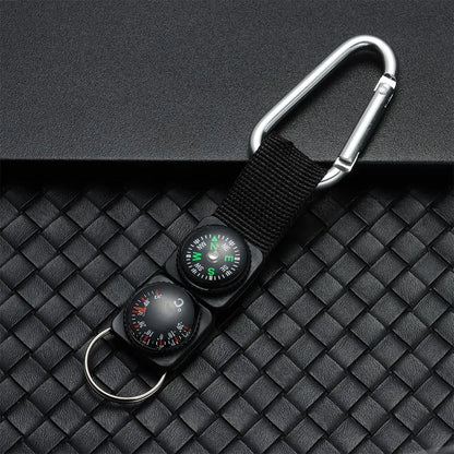 Compass Thermometer Carabiner Outdoor Hiking Tactical Survival Key Ring Belt Multifunction 3 In 1 Camping Climbing Keychain
