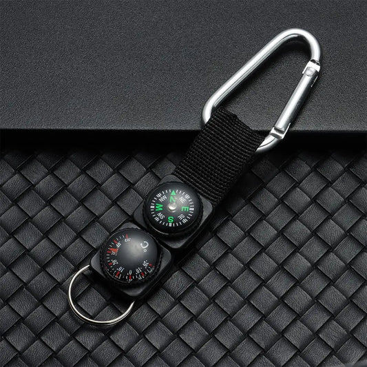 Compass Thermometer Carabiner Outdoor Hiking Tactical Survival Key Ring Belt Multifunction 3 In 1 Camping Climbing Keychain