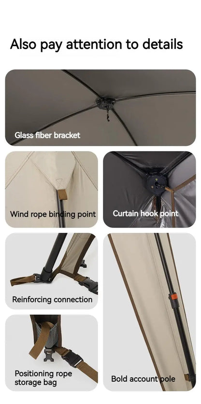 Naturehike Cloud World Awning 4 Persons Tarp Shelter Canopy 10㎡ Camping Large Shade Titanium Vinyl Black UPF50+ Waterproof Tent
