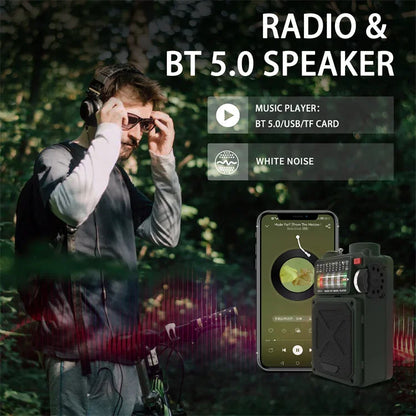 R11 Solar Hand Generator Radio Card Speaker Outdoor Emergency Disaster Prevention Survival Equipment with SOS Alarm Flashlight