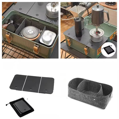 Folding Table Top Aluminum Alloy Table Board Plate Mini Shelf Table Board Felt Lining For Stanley Lunch Box 9.4L Camping Gear