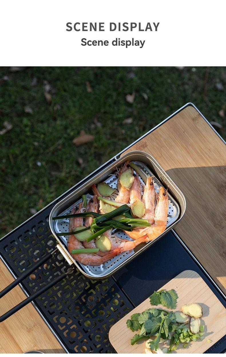 CAMPINGMOON Outdoor Camping Aluminum Lunch Box Bottom Net Picnic Thickened Stainless Steel Steaming Net With High Steaming Sheet