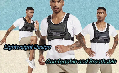 OutdoorTactical Chest BagRunning Vest Waterproof Anti-Theft Chest Bag Running Vest Bag with Adjustable Shoulder Straps