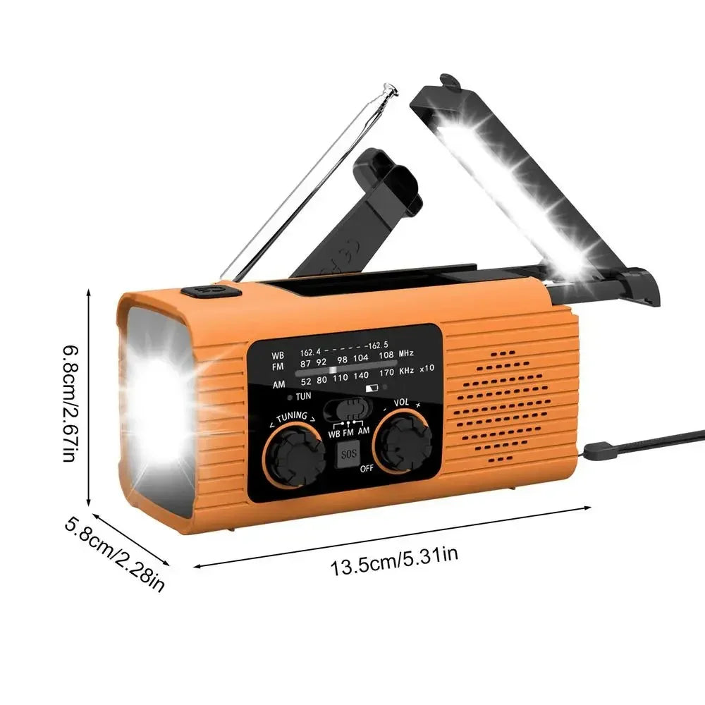 Portable Solar Radio Flashlight Hand Crank Weather Radio AM/FM/NOAA Radio Crank 3 Way Charging Survival For Camping