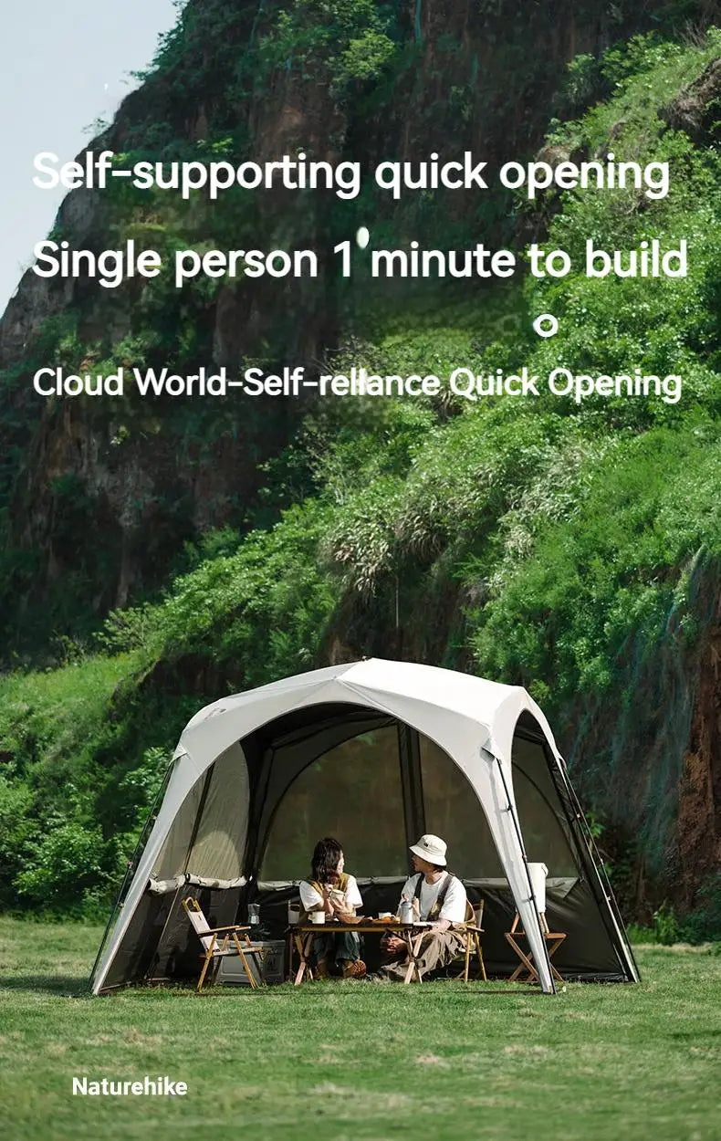 Naturehike Cloud World Awning 4 Persons Tarp Shelter Canopy 10㎡ Camping Large Shade Titanium Vinyl Black UPF50+ Waterproof Tent